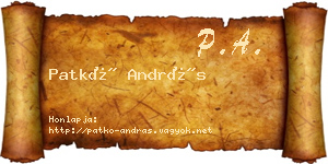 Patkó András névjegykártya